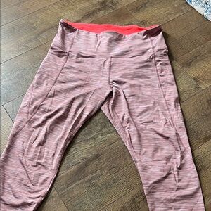 Old Navy Heathered Dusty Rose Capri / Ankle Length Leggings with Coral Waistband